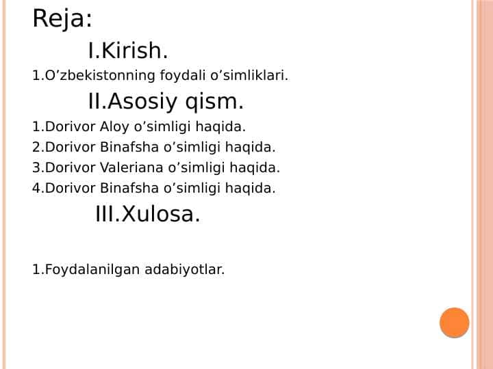 O’zbekistonning foydali o’simliklari