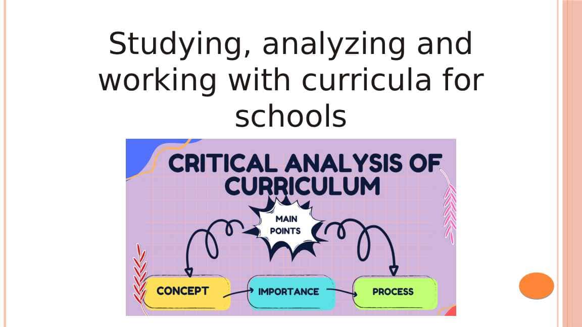 Studying, analyzing and working with curricula for college