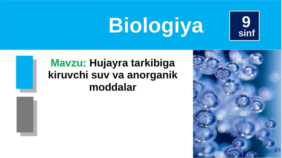 Hujayra tarkibiga kiruvchi suv va anorganik moddalar