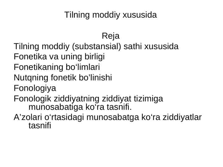 Tilning moddiy xususida