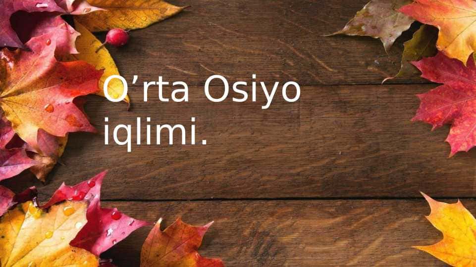 O’rta Osiyo iqlimi