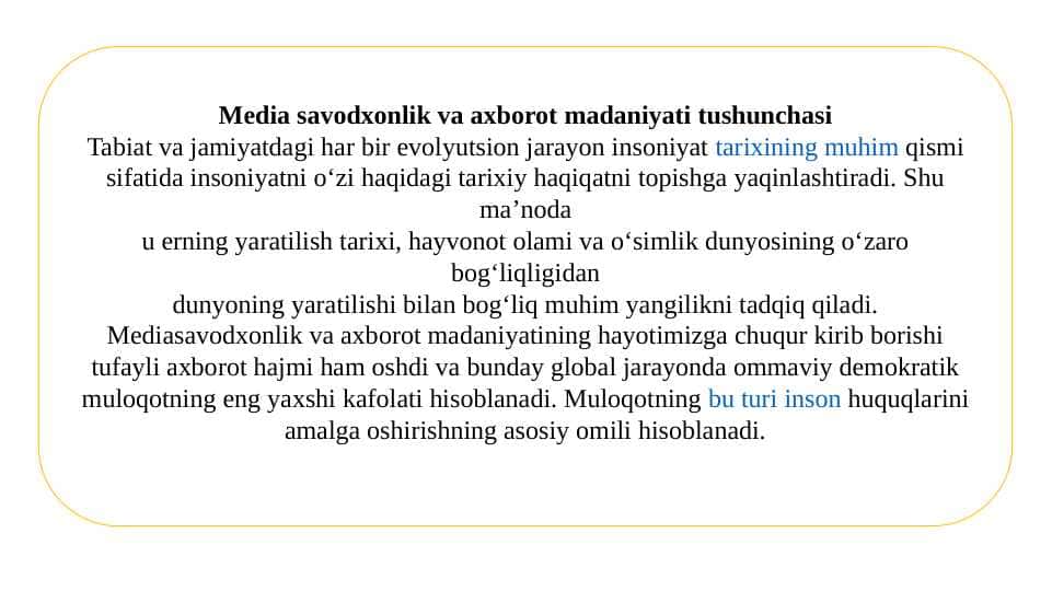 Media savodxonlik va axborot madaniyati tushunchasi