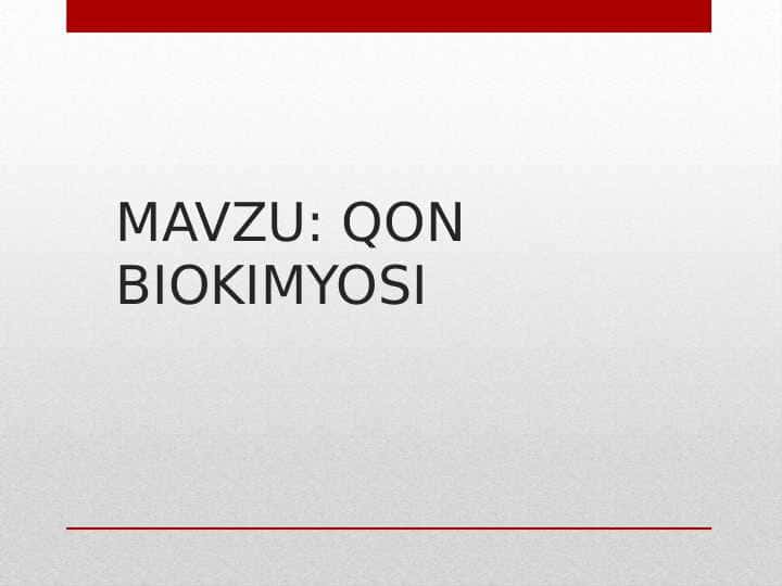 Qon biokimyosi