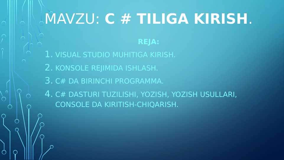 С # tiliga kirish
