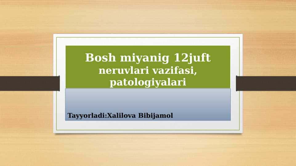 Bosh miya nervlari sistemasi