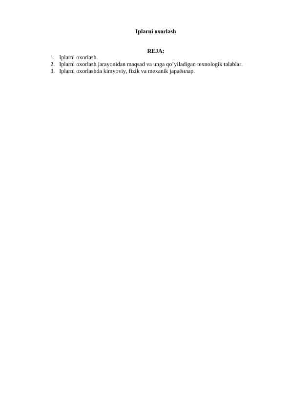 Iplarni oxorlash