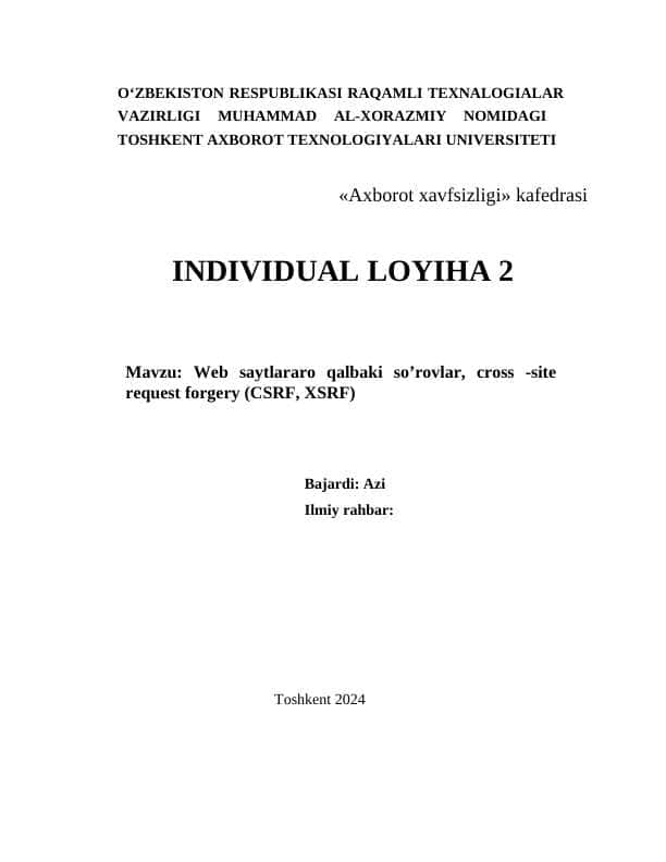 INDIVIDUAL LOYIHA ishi
