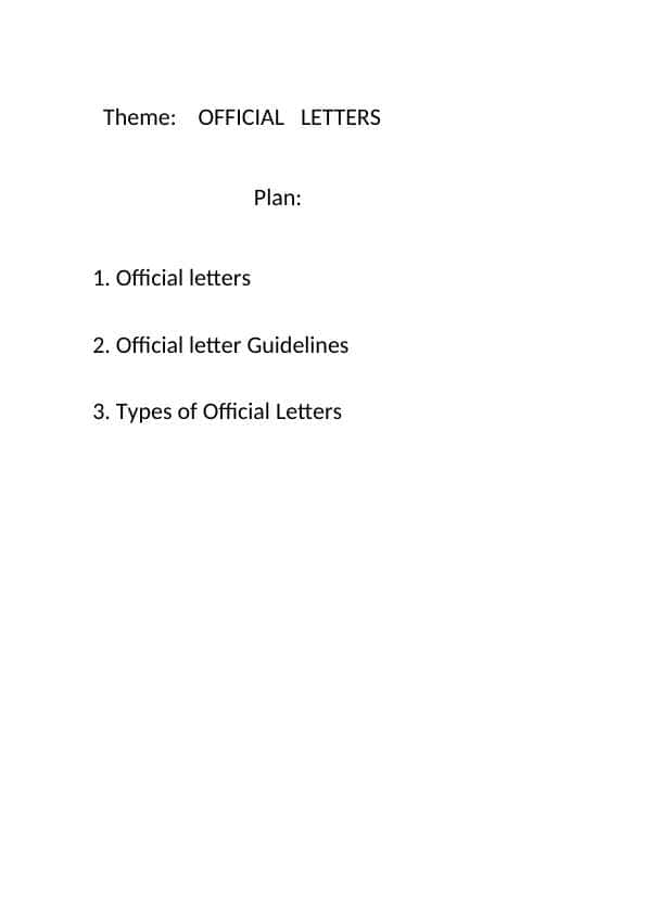 OFFICIAL LETTERS