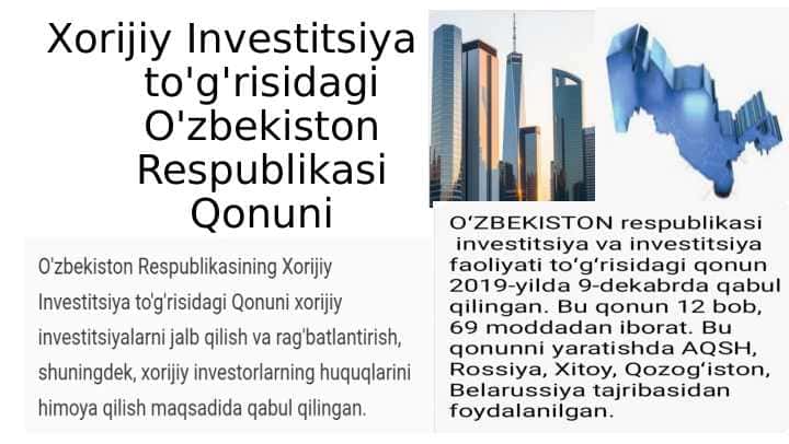 Xorijiy Investitsiya to'g'risidagi O'zbekiston Respublikasi Qonuni