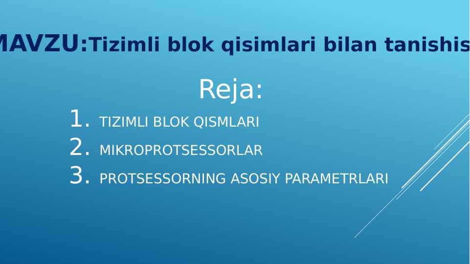 Tizimli blok qisimlari bilan tanishish