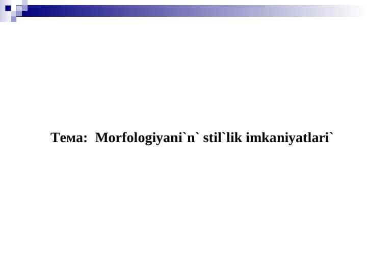 Morfologiyani`n` stil`lik imkaniyatlari`