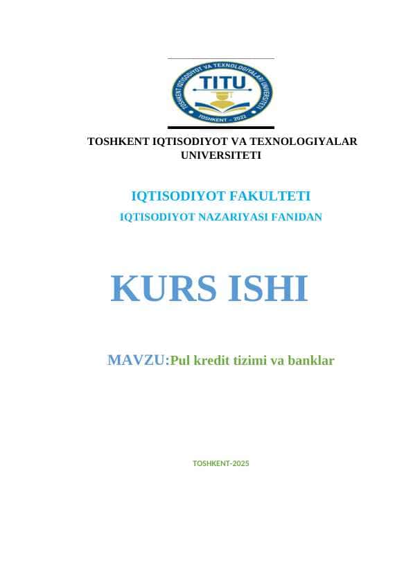 Pul kredit tizimi va banklar