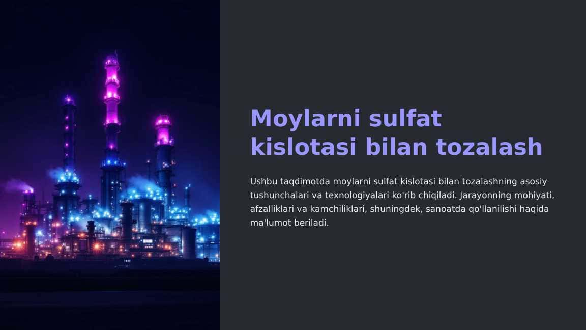 Moylarni sulfat kislotasi bilan tozalash