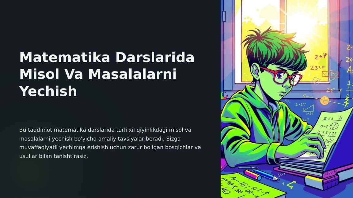 Matematika Darslarida Misol Va Masalalarni Yechish