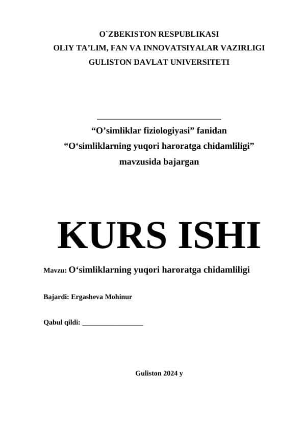 O‘simliklarning yuqori haroratga chidamliligi