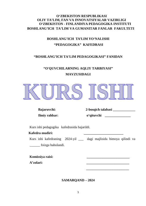 O'QUVCHILARNING AQLIY TARBIYASI