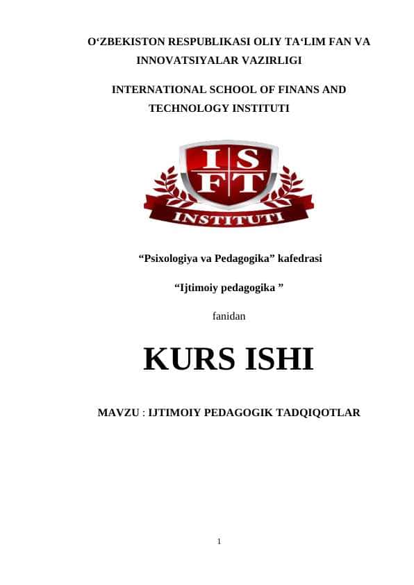 IJTIMOIY PEDAGOGIK TADQIQOTLAR