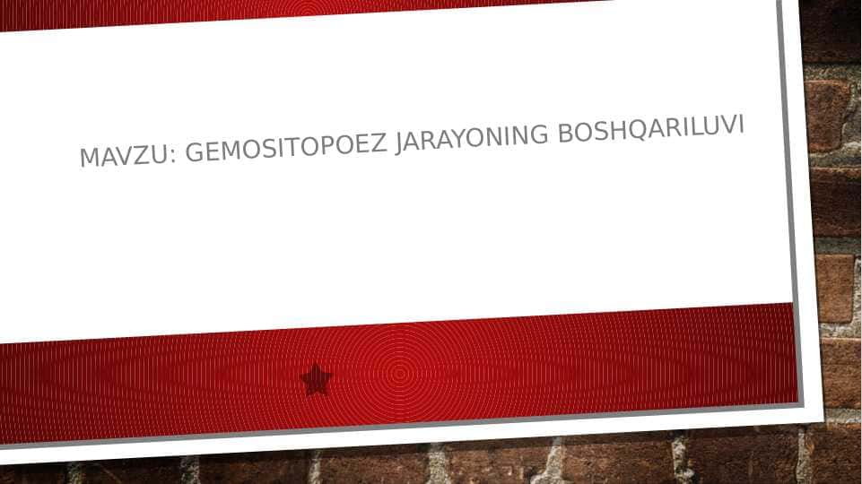 gemositopoez jarayoning boshqariluvi