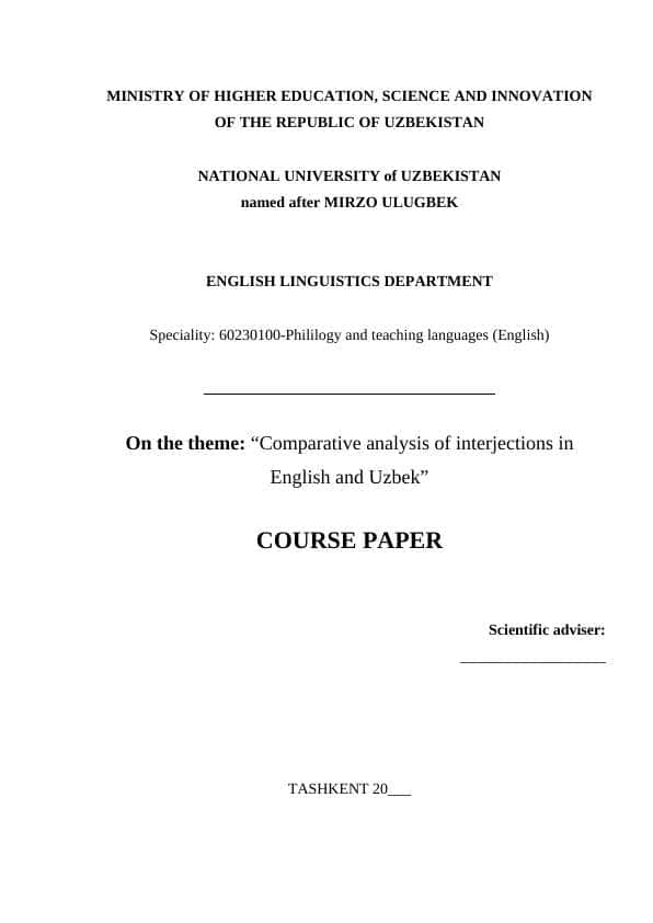 Comparative analysis of interjections in English and Uzbek