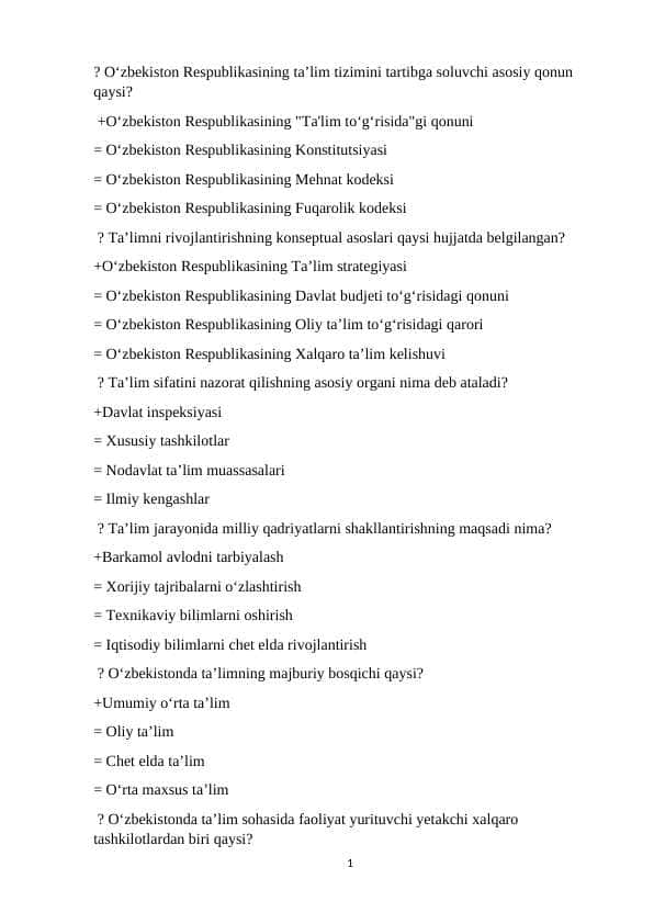 informatika savol javoblari bilan