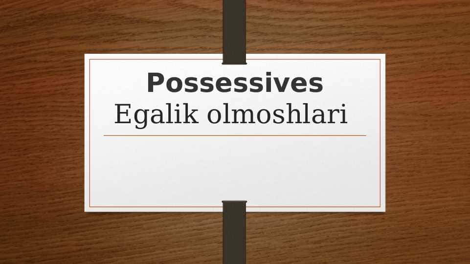 Possessives Egalik olmoshlari