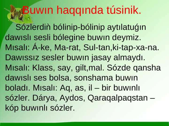 Buwın haqqında túsinik.