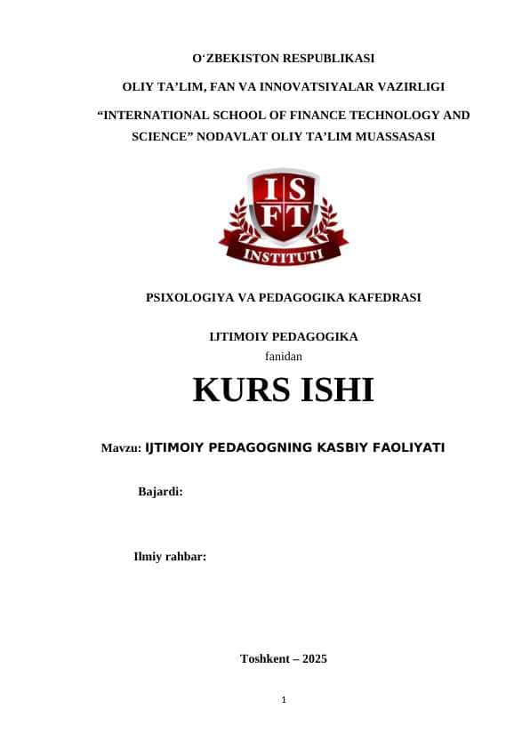 Ijtimoiy pedagogning kasbiy faoliyati