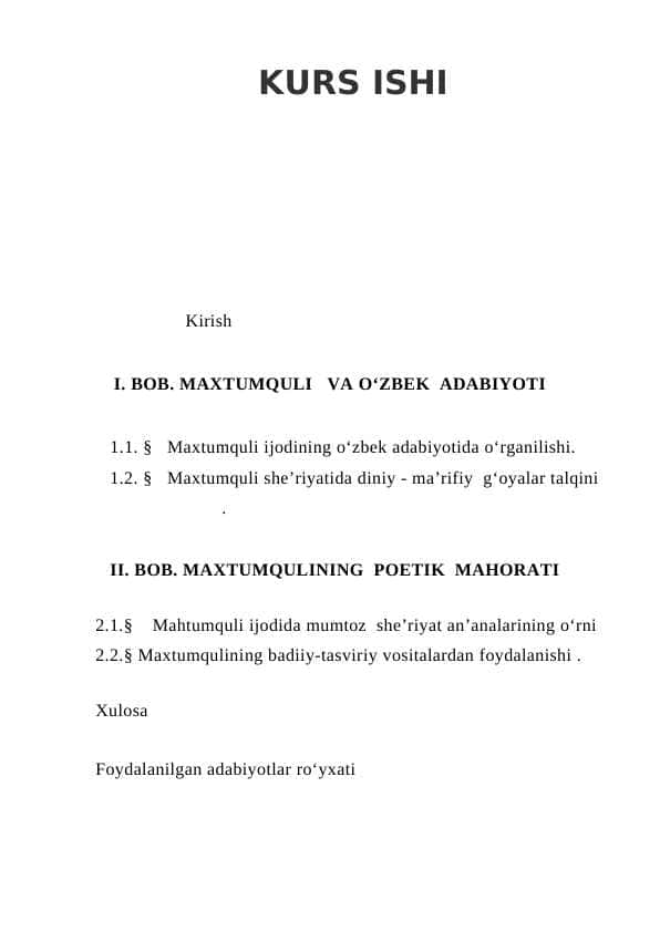 O‘zbek adabiyotida Maxtumquli an’analarini o‘rganish