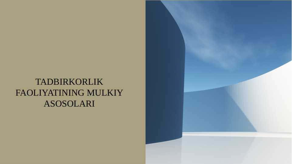 Tadbirkorlik faoliyatining mulkiy asosolari
