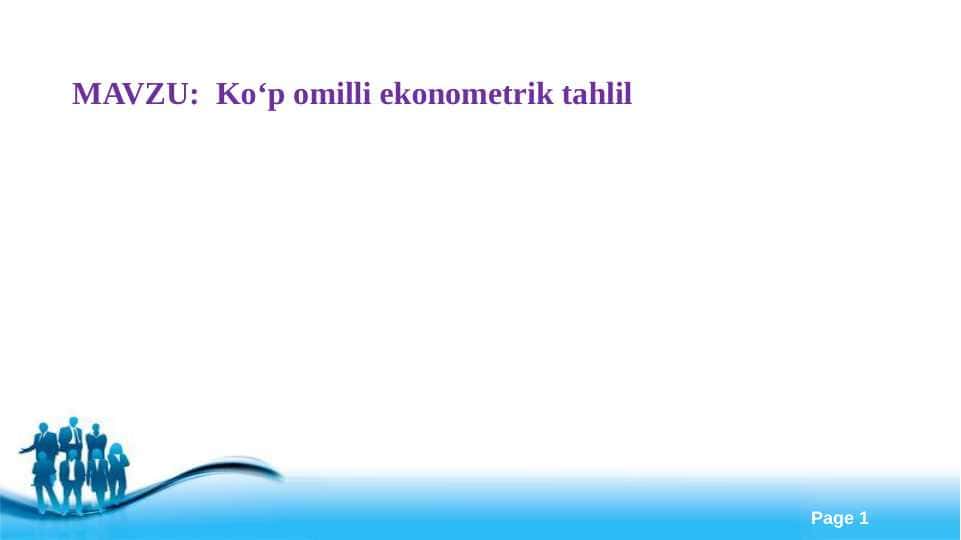 Ko‘p omilli ekonometrik tahlil