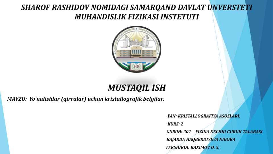 Yoʻnalishlar (qirralar) uchun kirtallografik belgilanishlar