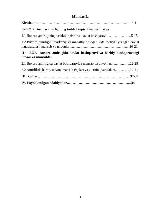 Buxoro amirligida unvonlar va mansablar