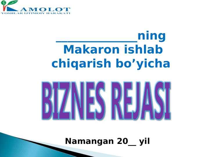 Makaron ishlab chiqarish biznes reja