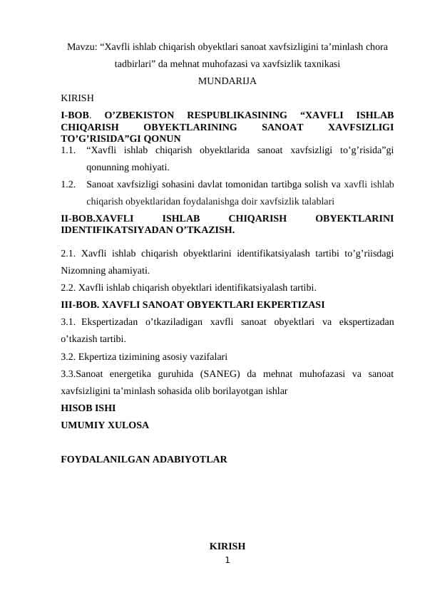 Xavfli ishlab chiqarish obyektlari
