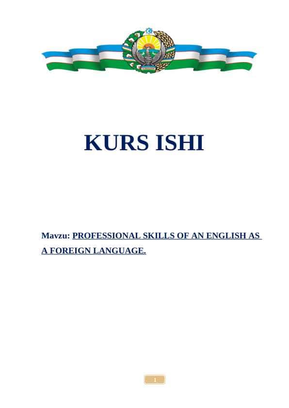 PROFESSIONAL SKILLS OF AN ENGLISH AS A FOREIGN LANGUAGE.