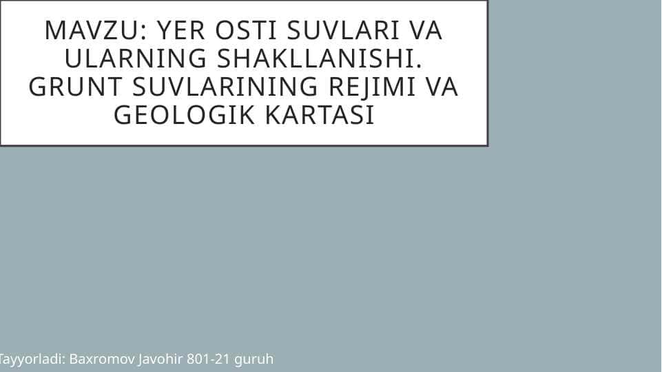 Yer osti suvlari geologik sxemasi