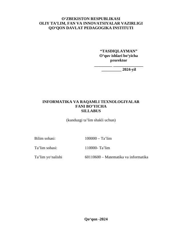 matematika va informatika uchun mukammal silabus