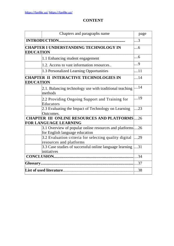The use of technology in English language teaching