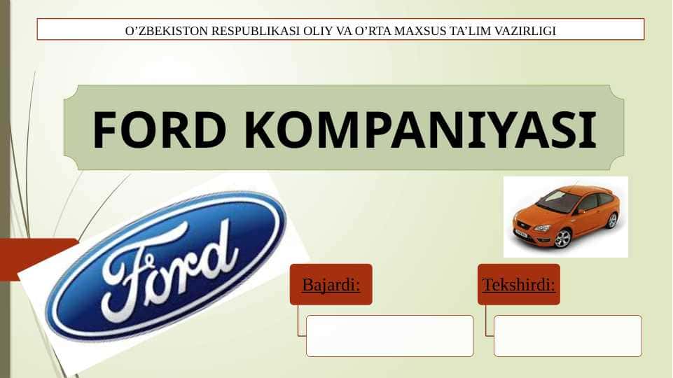 FORD kompaniyasi