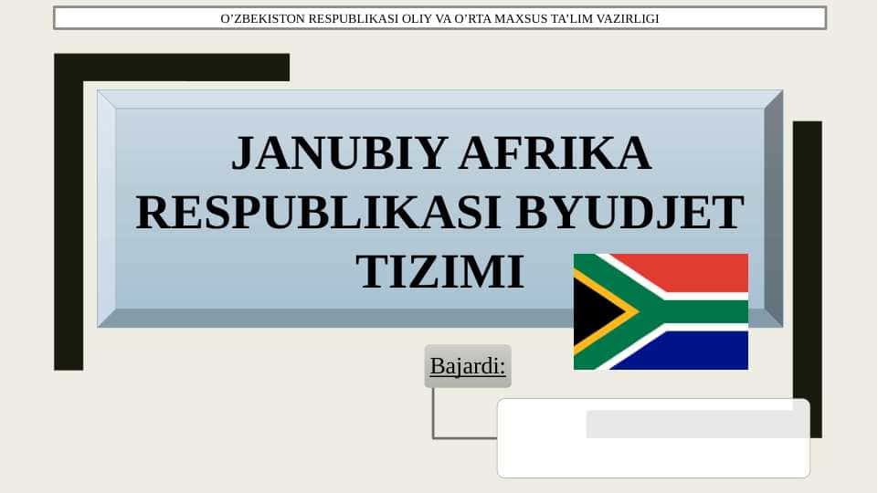 Janubiy Afrika Respublikasi Byudjet tizimi