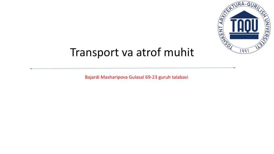 Transport va atrof muhit