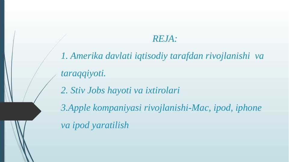 Amerika davlati iqtisodiy tarafdan rivojlanishi va taraqqiyoti.