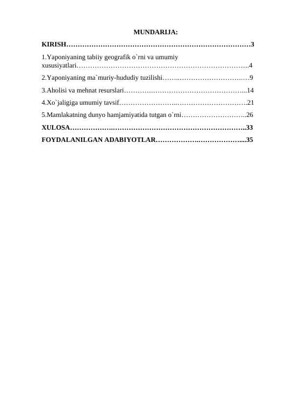 yaponiyaning iqtisodiy geografik tavsifi