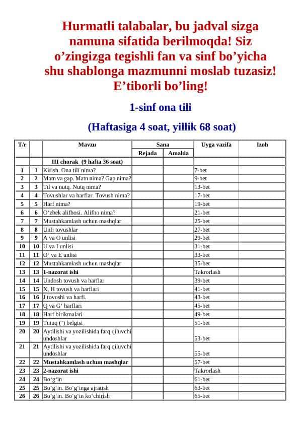 Matematika mustaqil taʼlim namunasi