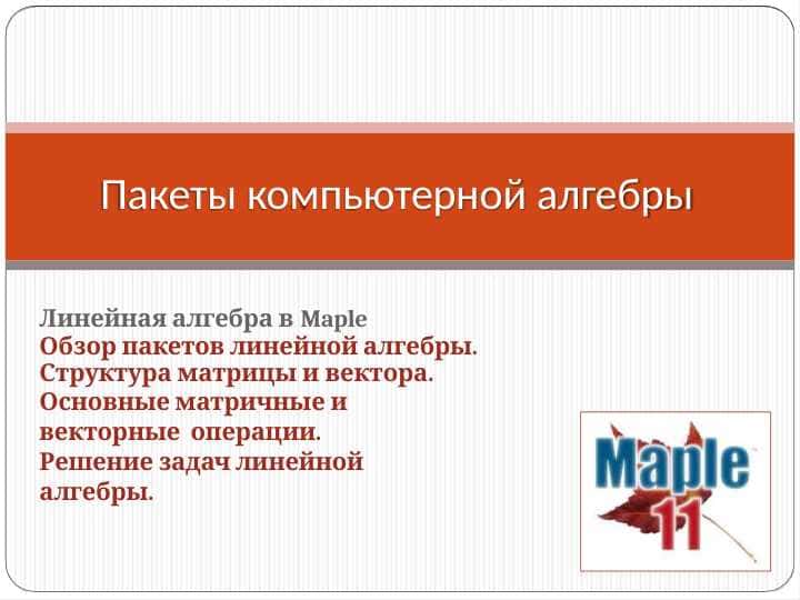 Пакеты компьютерной алгебры