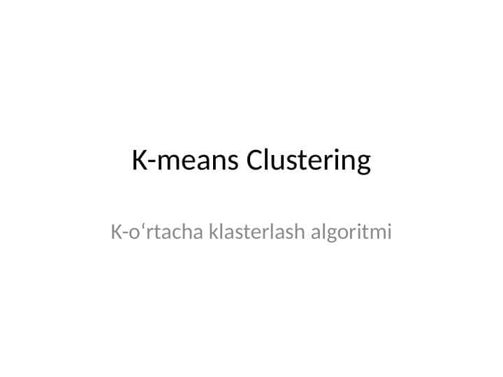 K-means Clustering
