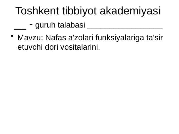 Nafas a'zolari funksiyalariga ta'sir etuvchi dori vositalarini