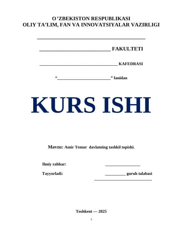 Amir Temur davlatning tashkil topishi
