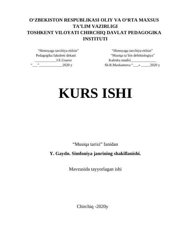 Y. Gaydn. Simfoniya janrining shakillanishi.