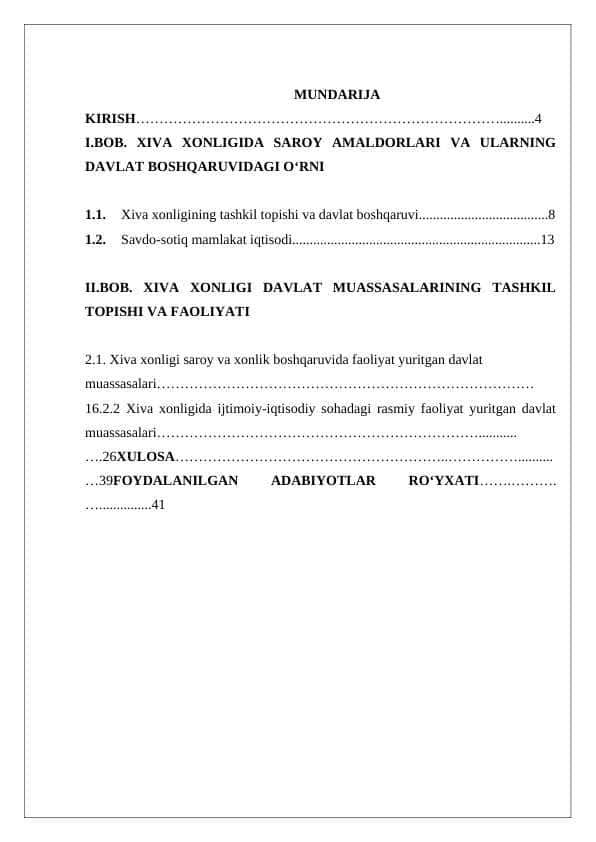 Xiva xonligida boshqaruv tizimi